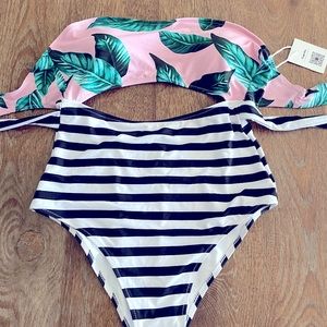 Cupshe strapless one piece with cut outs